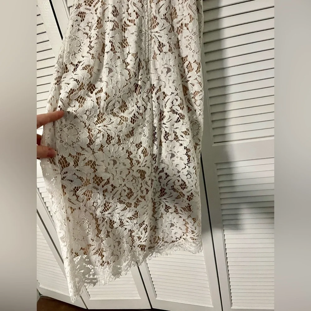 Lulu's White Lace Dress with Nude Lining - Picture 10 of 12